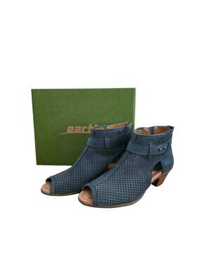 Earth Intrepid Perforated Peep Toe Ankle Boots Heels Blue 9.5 Worn Once